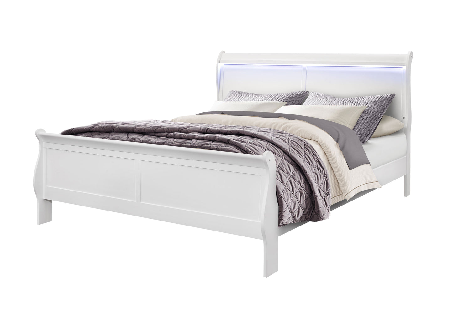 james white king bed group with led