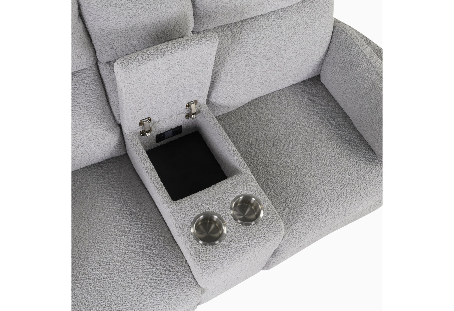 clara fluffy grey power reclining sofa/power console reclining loveseat
