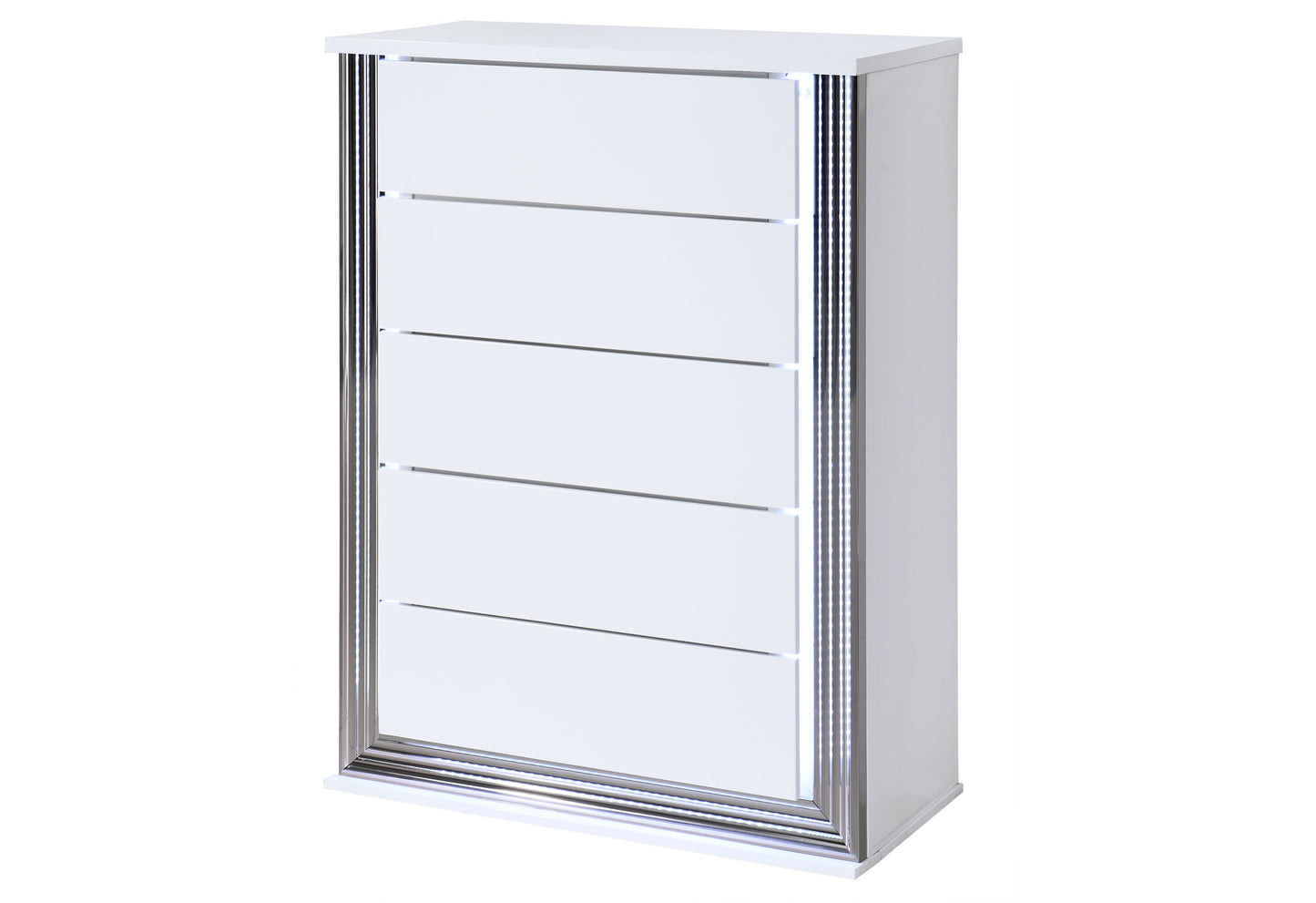 abigail smooth white,ylime smooth white fully slatted chest with led