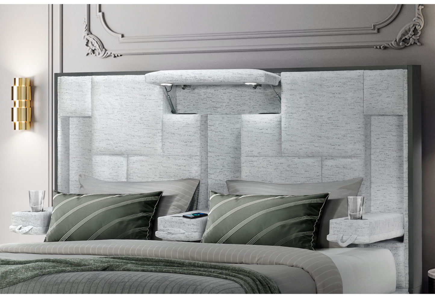 amy grey no wood trim queen bed no wood trim