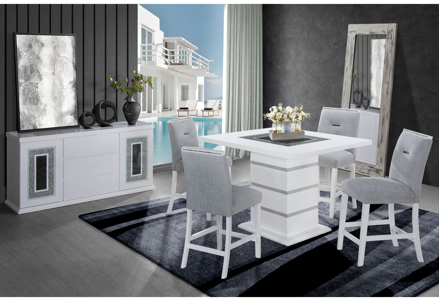 andros white bar table square bar table