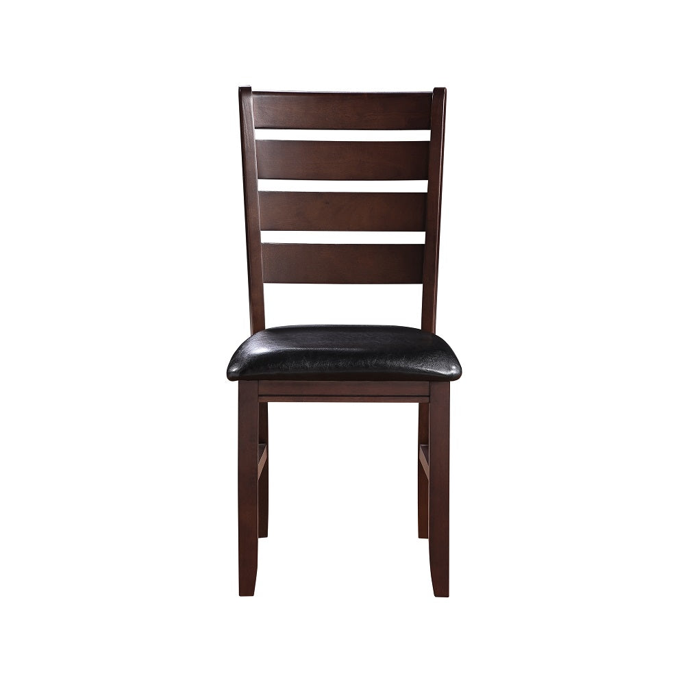 adalynn side chair (set-2), black synthetic leather & cherry finish