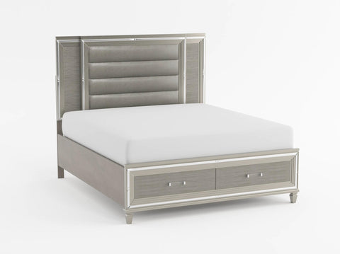 Aliana (3) Queen Platform Bed with LED Lighting and Footboard Storage
