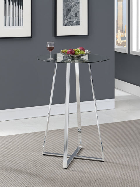 Ranger Round 30-inch Glass Top Bistro Bar Table ChromeChrome