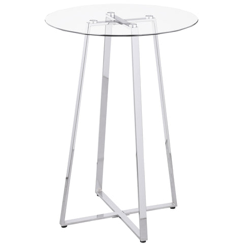 Ranger Round 30-inch Glass Top Bistro Bar Table ChromeChrome