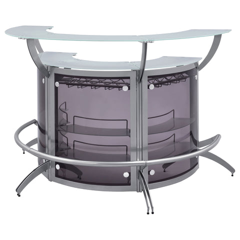 Folsom 3-piece Curved Freestanding Home Bar Cabinet SilverSilver