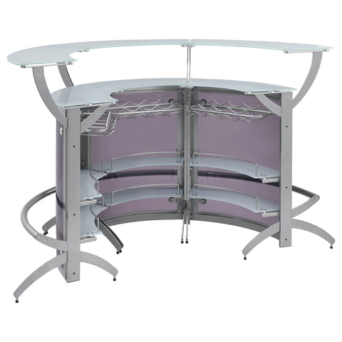 Folsom 3-piece Curved Freestanding Home Bar Cabinet SilverSilver