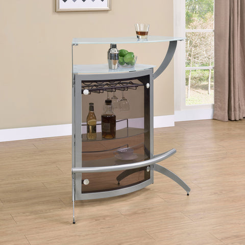 Folsom 2-shelf Curved Freestanding Home Bar Cabinet SilverSilver