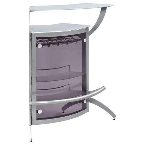 Folsom 2-shelf Curved Freestanding Home Bar Cabinet SilverSilver