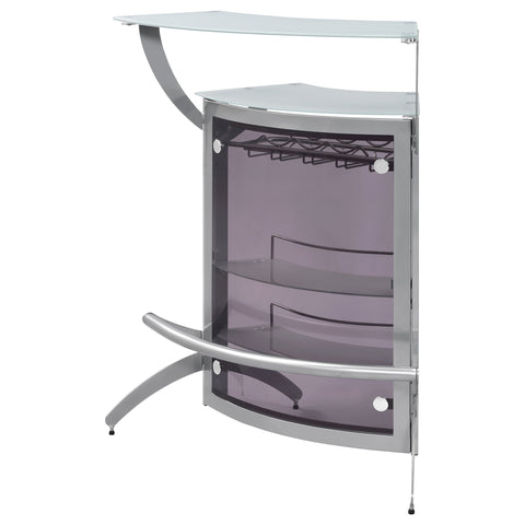 Folsom 2-shelf Curved Freestanding Home Bar Cabinet SilverSilver