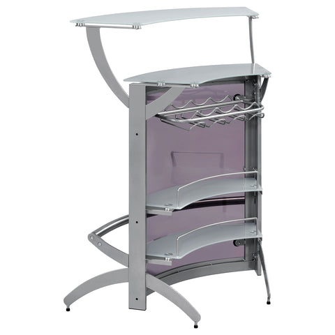 Folsom 2-shelf Curved Freestanding Home Bar Cabinet SilverSilver