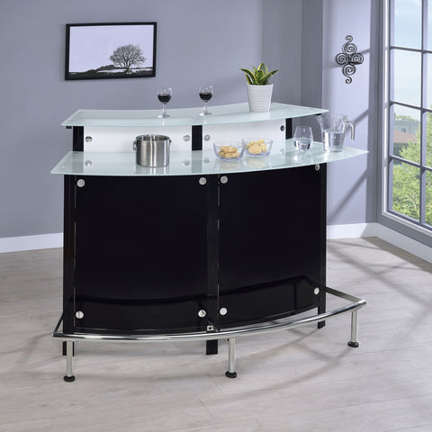Brandi Curved Glass Top Home Bar Wine Cabinet BlackBlack