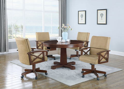 Calla 5-piece 3-in-1 Dining and Game Table Set TobaccoTobacco