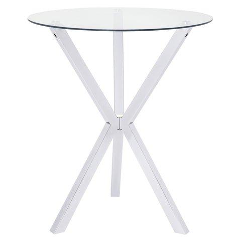 Jupiter Round 35-inch Glass Top Bistro Bar Table ChromeChrome