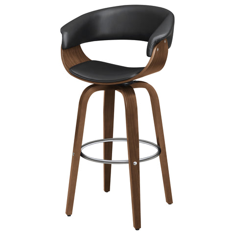 Harrington Upholstered Swivel Bar Stool Walnut and BlackBlack