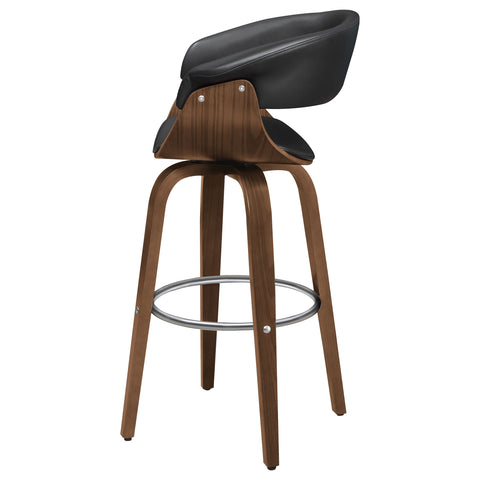Harrington Upholstered Swivel Bar Stool Walnut and BlackBlack
