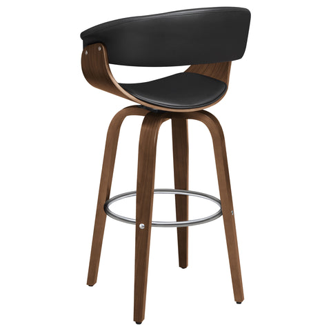 Harrington Upholstered Swivel Bar Stool Walnut and BlackBlack