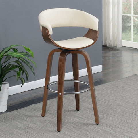Harrington Upholstered Swivel Bar Stool Walnut and EcruEcru
