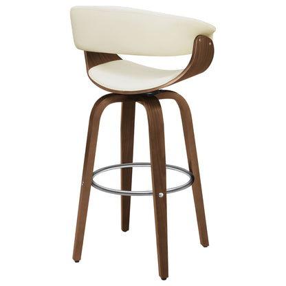 CARSON Walnut and Ecru Upholstered Swivel Bar Stool