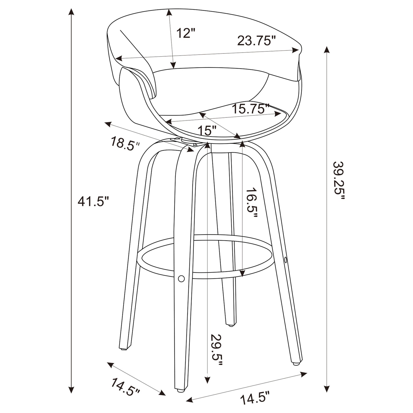 carson walnut and ecru upholstered swivel bar stool