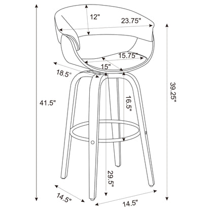 CARSON Walnut and Ecru Upholstered Swivel Bar Stool