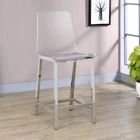 Maisel Clear Acrylic Counter Chair Chrome (Set of 2)Clear