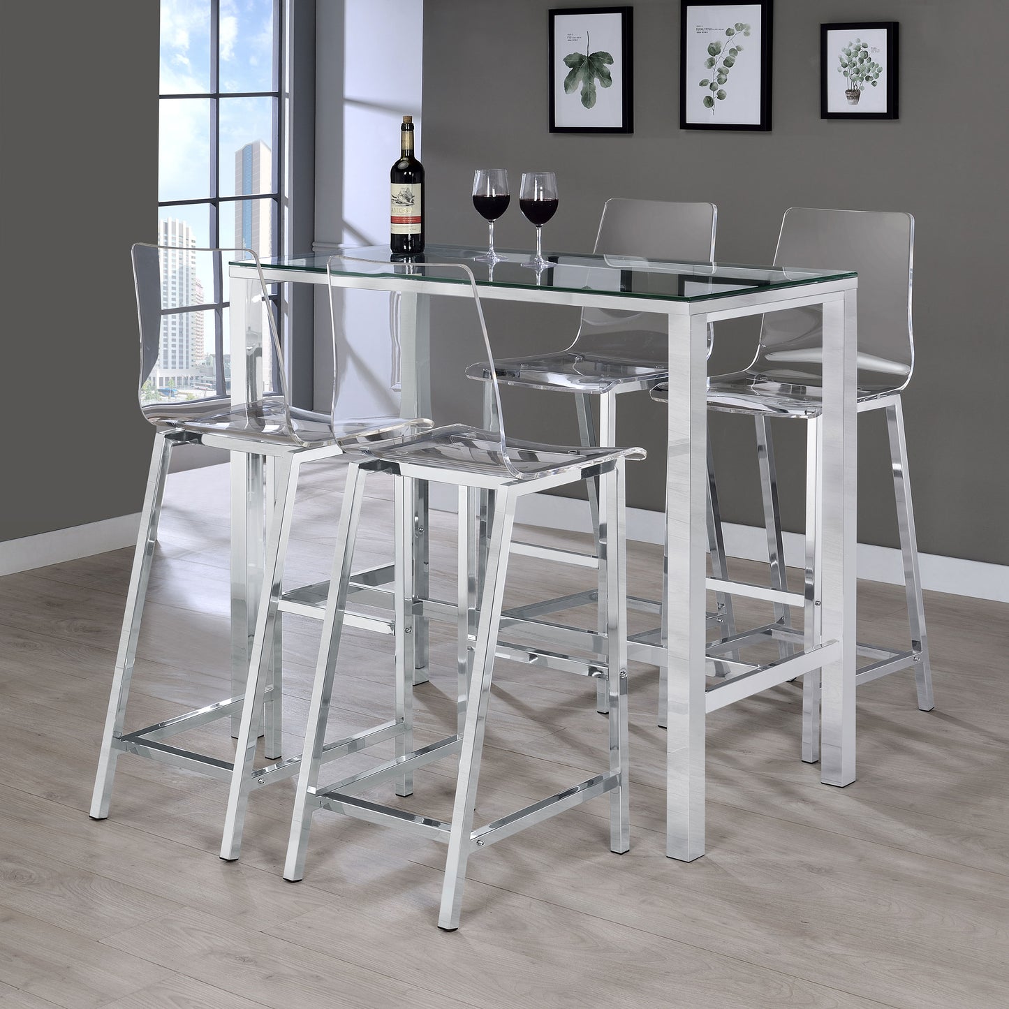 avalon chrome and clear acrylic bar stools (set of 2)