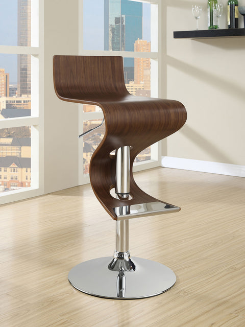 Duarto Adjustable Bar Stool Walnut and ChromeWalnut