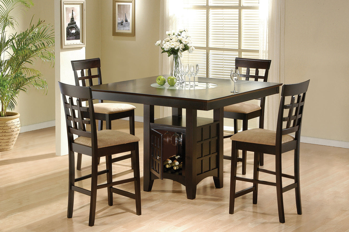zander 5-piece square counter height dining set cappuccino