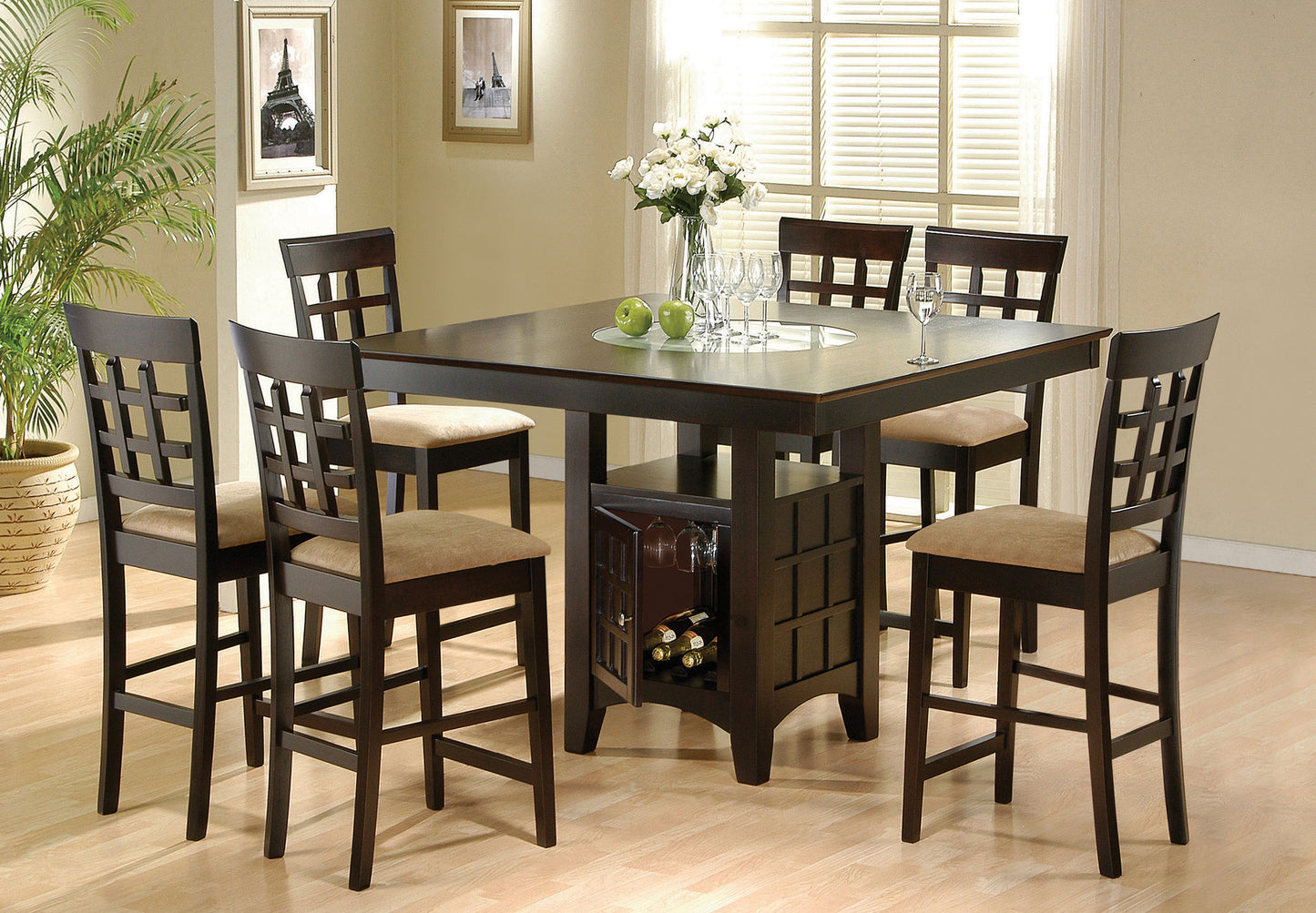 zander 7-piece square counter height dining set cappuccino