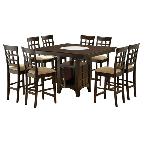 Zander 9-piece Square Counter Height Dining Set Cappuccino
