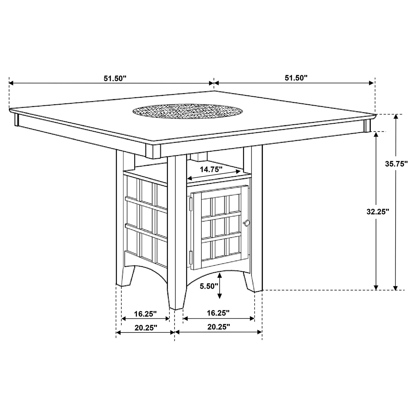 madison cappuccino square counter height dining table