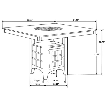 MADISON Cappuccino Square Counter Height Dining Table