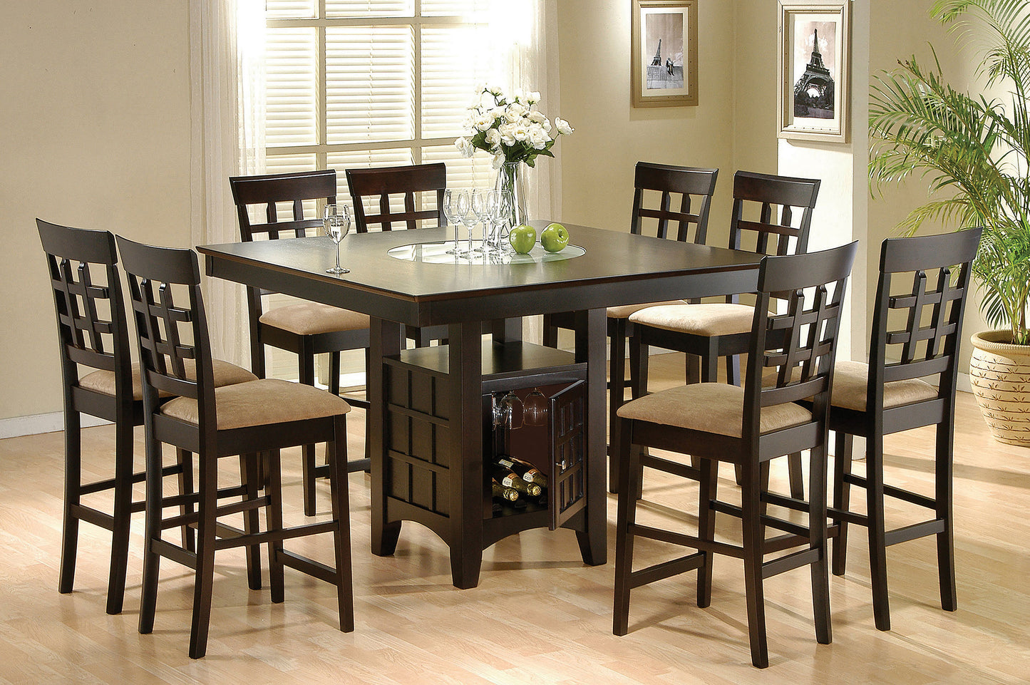 madison cappuccino square counter height dining table