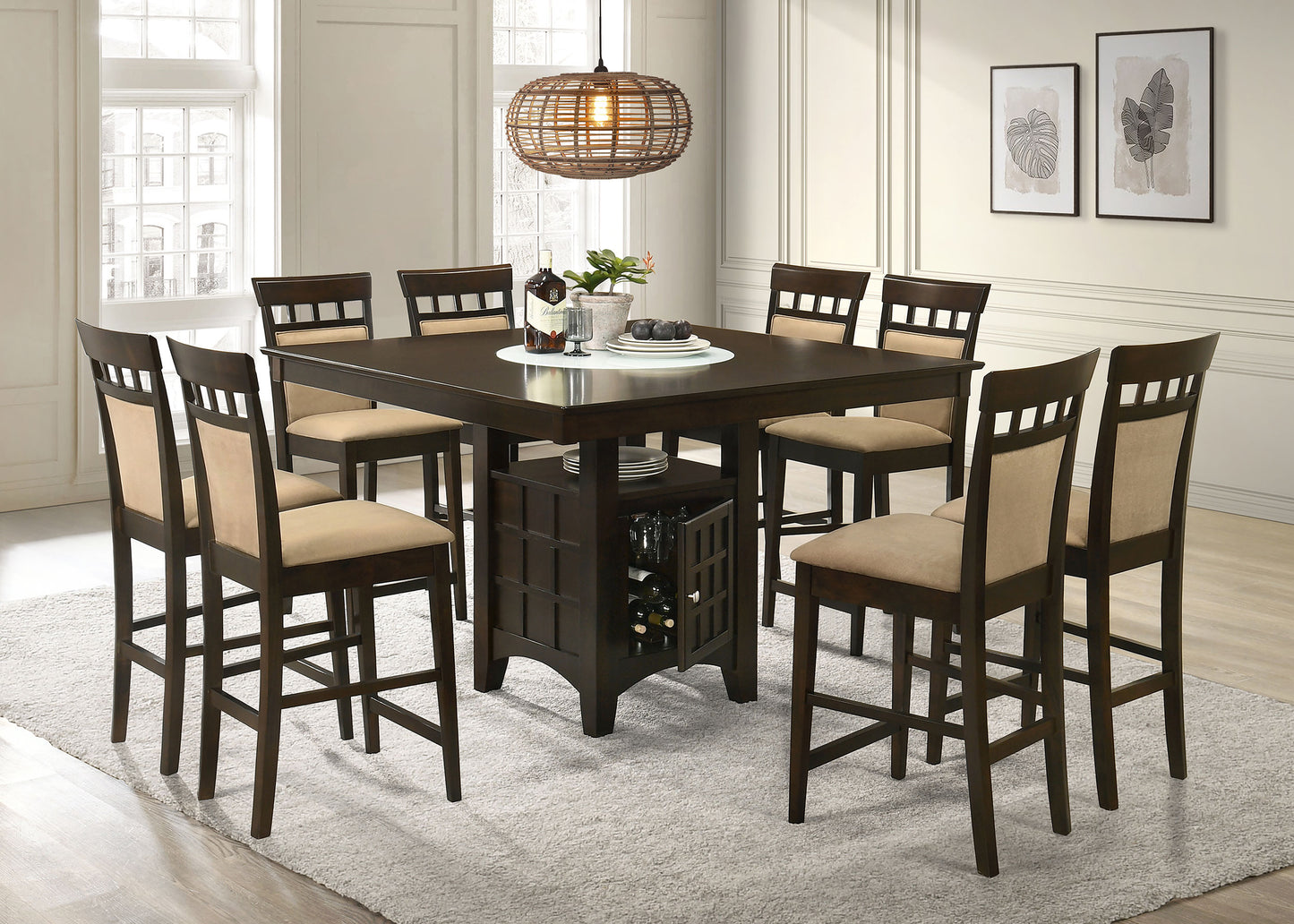 madison cappuccino square counter height dining table