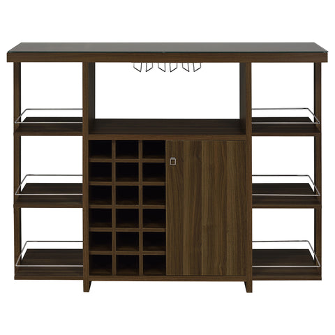 Pino 6-shelf Glass Top Home Bar Wine Cabinet WalnutWalnut