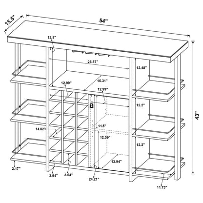 WILSON Walnut Bar Unit with Wine Bottle Storage