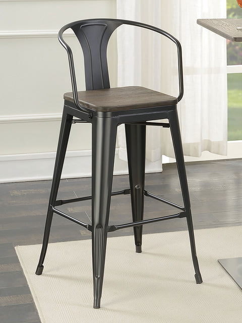 Krester Metal Bar Chair Dark Elm and Matte Black (Set of 2)Matte Black