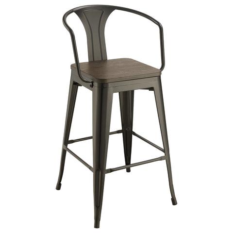 Krester Metal Bar Chair Dark Elm and Matte Black (Set of 2)Matte Black