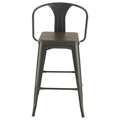 Krester Metal Bar Chair Dark Elm and Matte Black (Set of 2)Matte Black