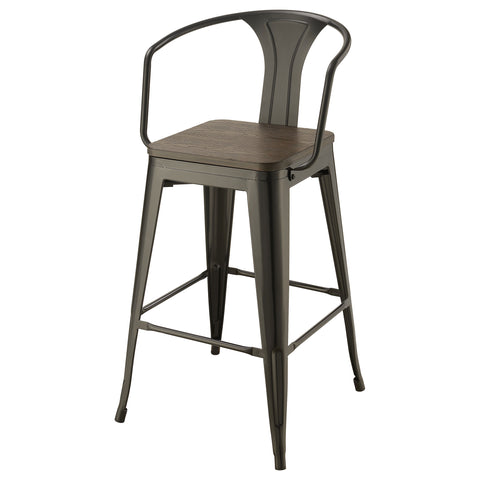 Krester Metal Bar Chair Dark Elm and Matte Black (Set of 2)Matte Black