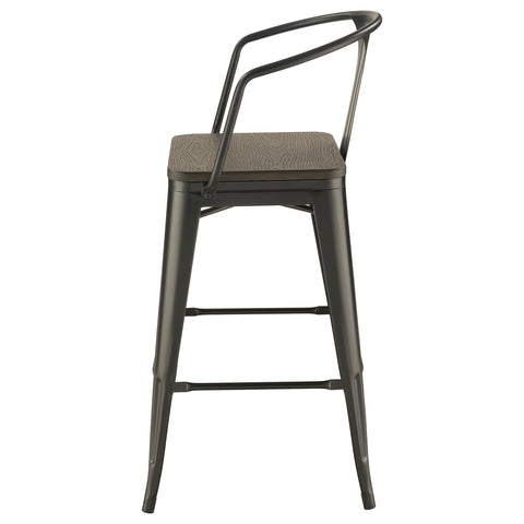 Krester Metal Bar Chair Dark Elm and Matte Black (Set of 2)Matte Black