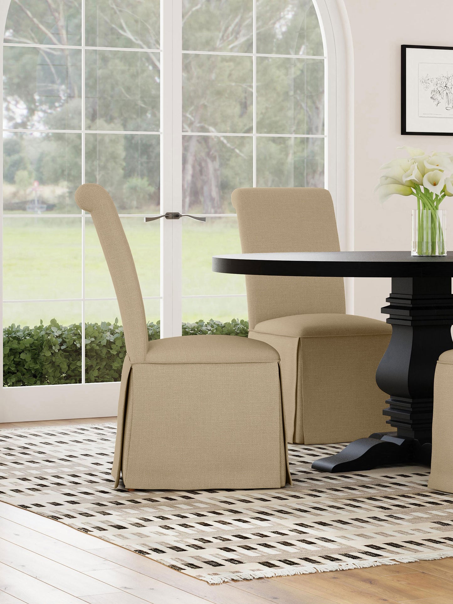 hobson upholstered skirted dining chair khaki (set of 2)