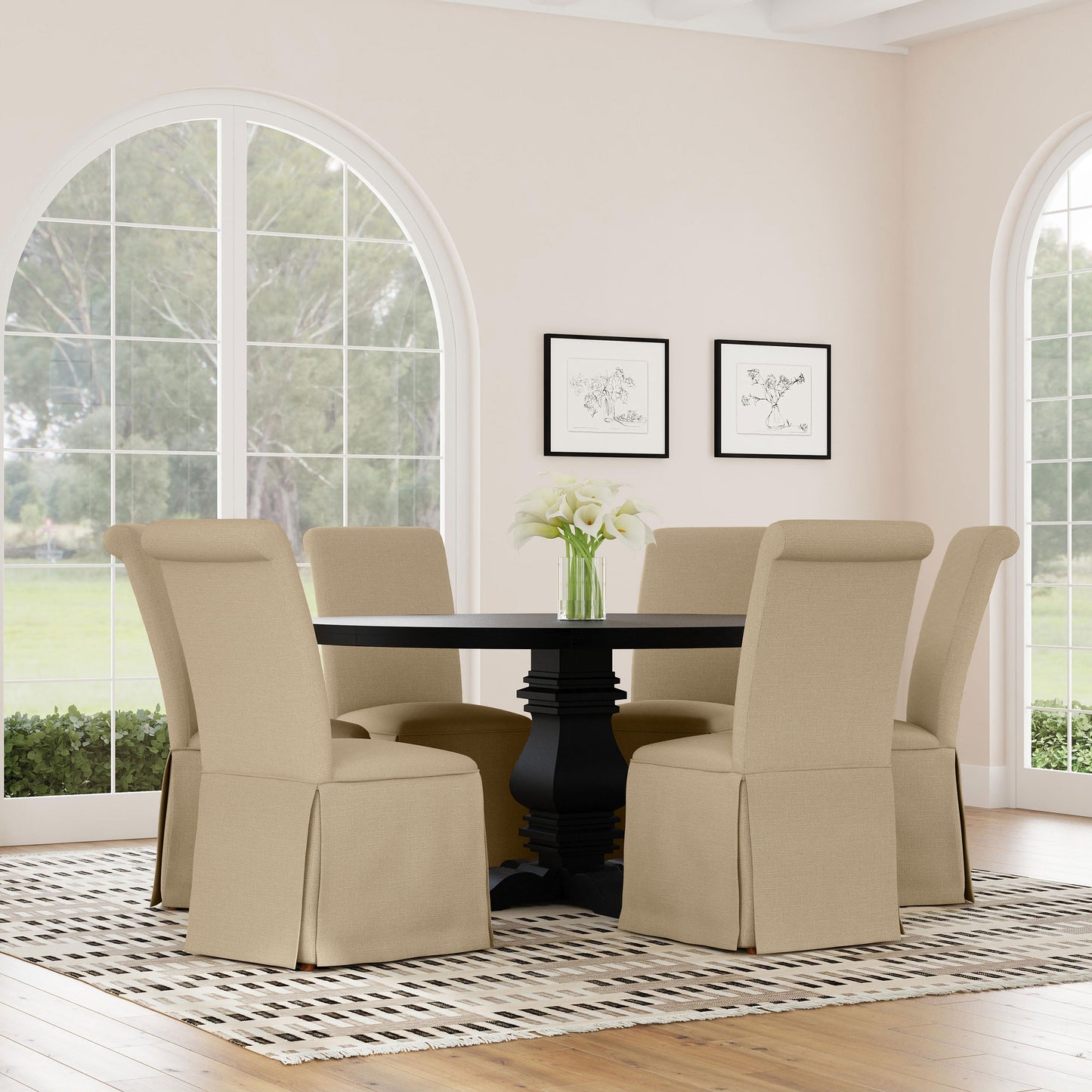 hobson upholstered skirted dining chair khaki (set of 2)