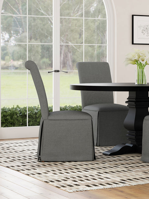 Crestmont Upholstered Skirted Dining Chair Light Grey (Set of 2)Light Grey