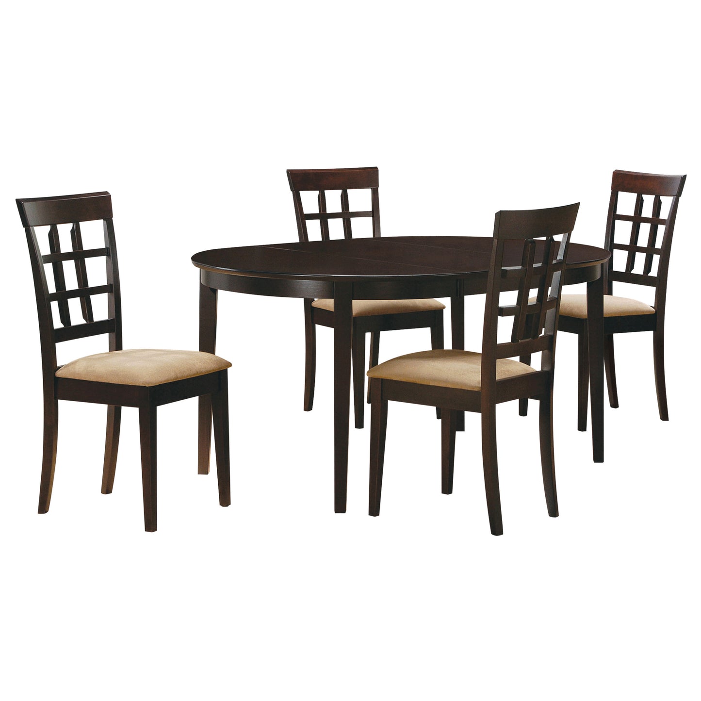 zander 5-piece extension leaf dining table set cappuccino