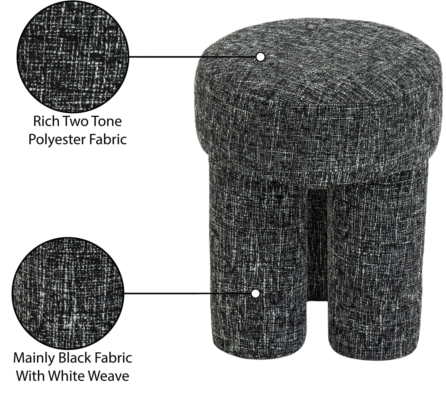 zuma black polyester fabric ottoman/stool black