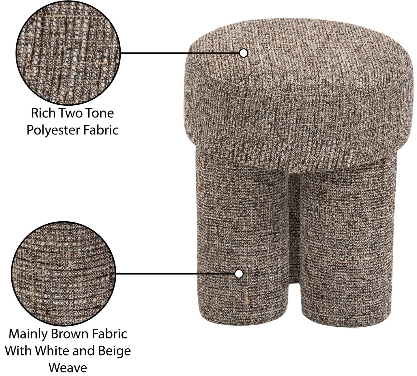 zuma brown polyester fabric ottoman/stool brown