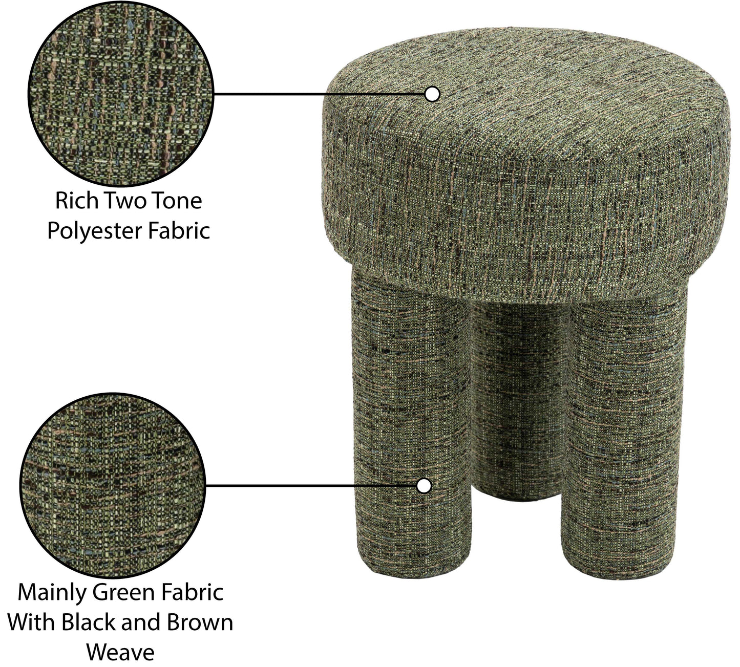 zuma green polyester fabric ottoman/stool green
