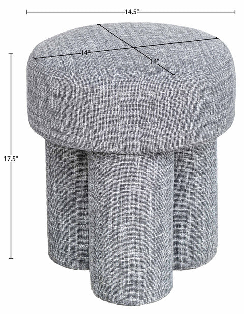 Alden Grey Fabric Upholstered Stool, 1 Piece
